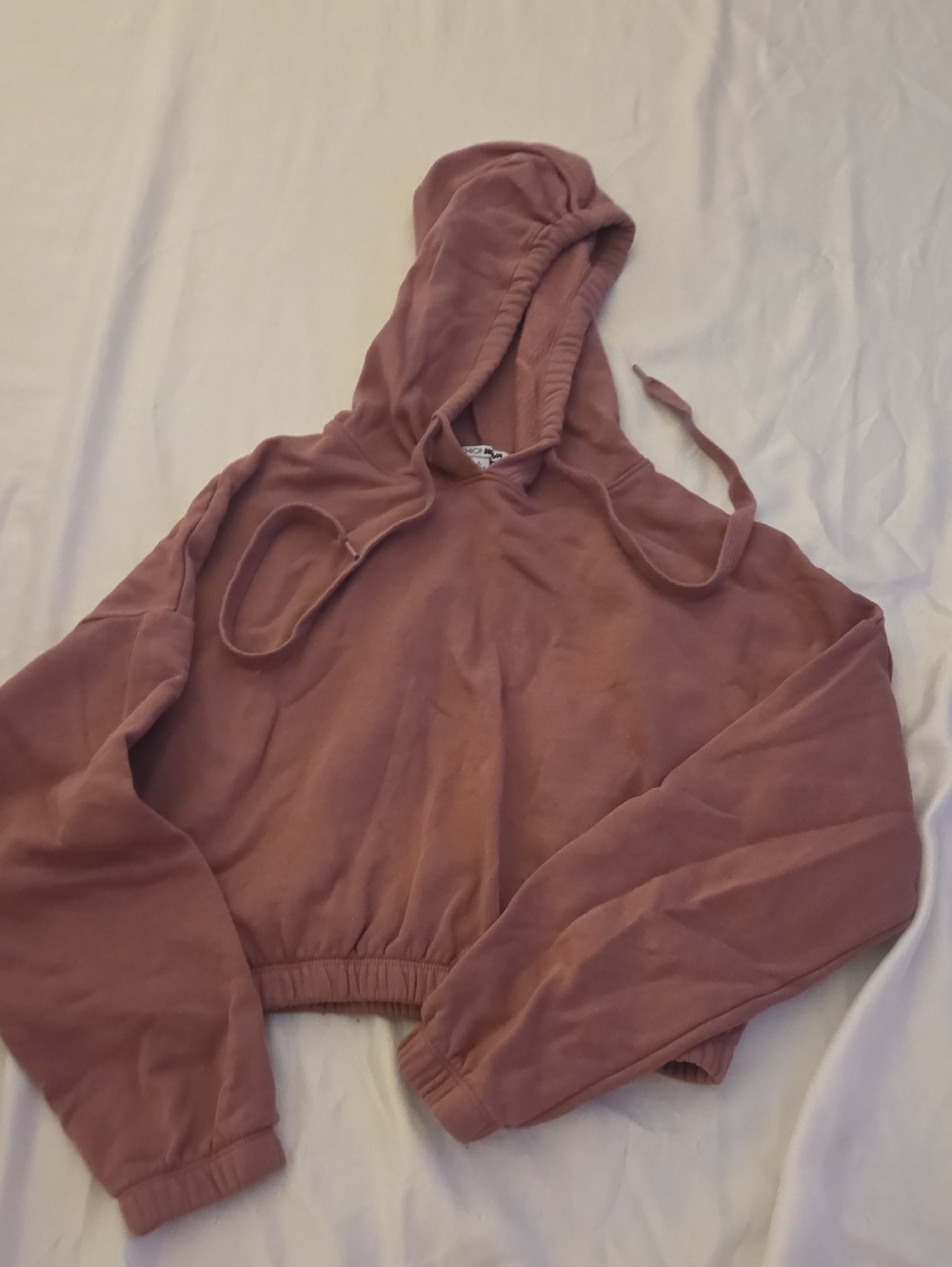 Fashion Nova Cropped Hoodie Sweater - Mauve Pink